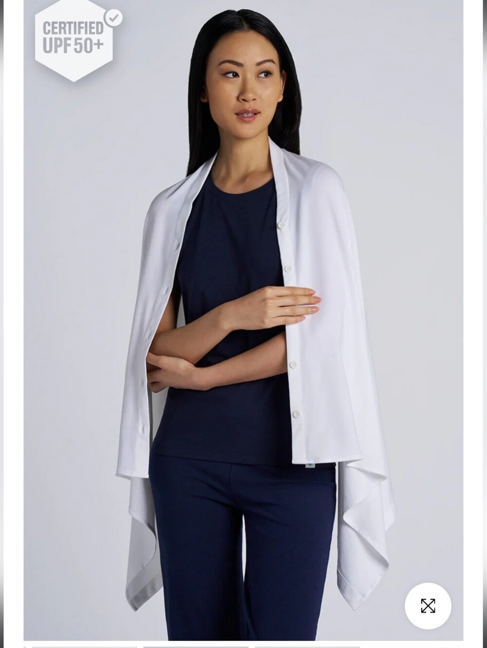 Coolibar Women's Revilla Button-Up Convertible Wrap | White